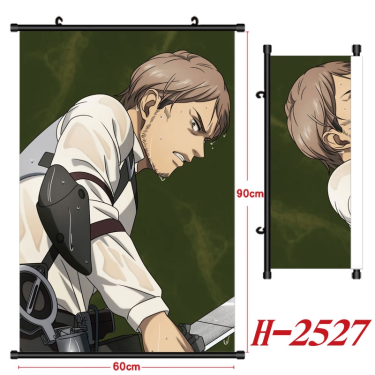 Shingeki no Kyojin Anime Black Plastic Rod Canvas Painting Wall Scroll 60X90CM  H-2527