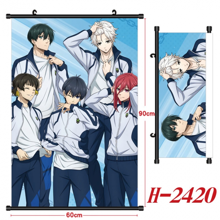 BLUE LOCK Anime Black Plastic Rod Canvas Painting Wall Scroll 60X90CM H-2420