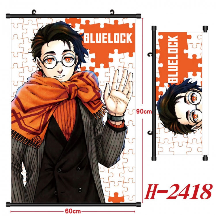 BLUE LOCK Anime Black Plastic Rod Canvas Painting Wall Scroll 60X90CM H-2418