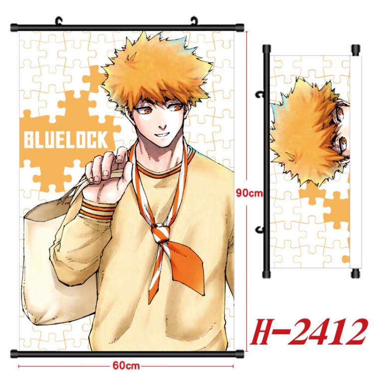 BLUE LOCK Anime Black Plastic Rod Canvas Painting Wall Scroll 60X90CM  H-2412