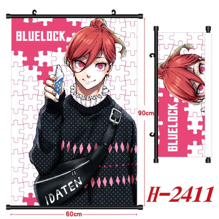 BLUE LOCK Anime Black Plastic Rod Canvas Painting Wall Scroll 60X90CM H-2411