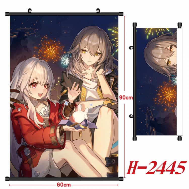 Honkai: Star Rail Anime Black Plastic Rod Canvas Painting Wall Scroll 60X90CM  H-2445