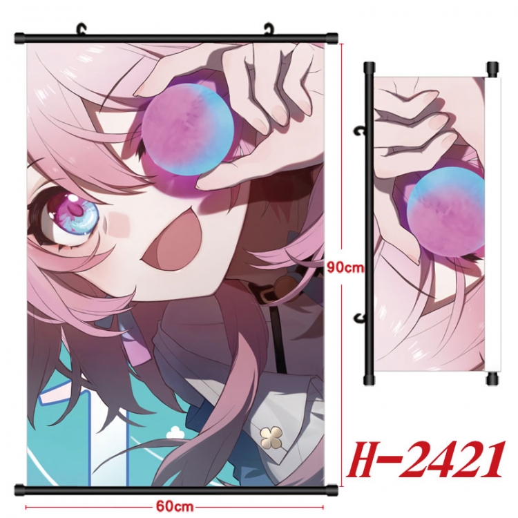 Honkai: Star Rail Anime Black Plastic Rod Canvas Painting Wall Scroll 60X90CM H-2421