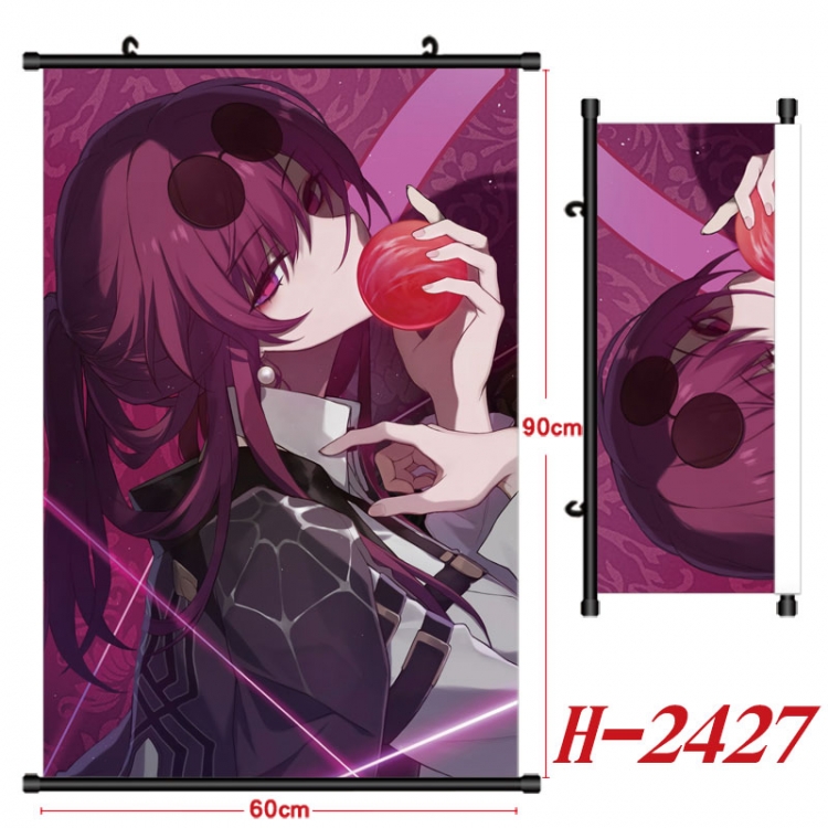 Honkai: Star Rail Anime Black Plastic Rod Canvas Painting Wall Scroll 60X90CM H-2427