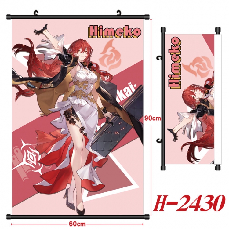 Honkai: Star Rail Anime Black Plastic Rod Canvas Painting Wall Scroll 60X90CM  H-2430