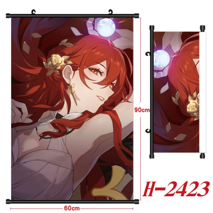 Honkai: Star Rail Anime Black Plastic Rod Canvas Painting Wall Scroll 60X90CM H-2423