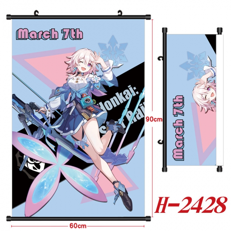 Honkai: Star Rail Anime Black Plastic Rod Canvas Painting Wall Scroll 60X90CM H-2428
