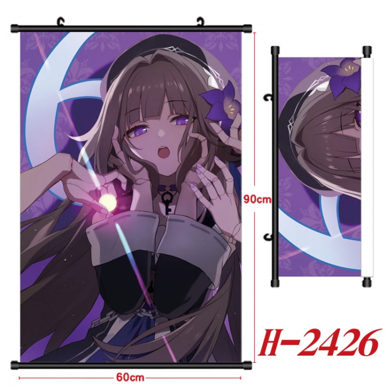 Honkai: Star Rail Anime Black Plastic Rod Canvas Painting Wall Scroll 60X90CM H-2426