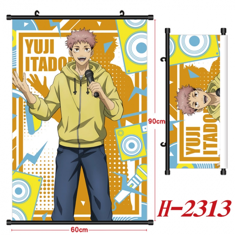 Jujutsu Kaisen Anime Black Plastic Rod Canvas Painting Wall Scroll 60X90CM H-2313