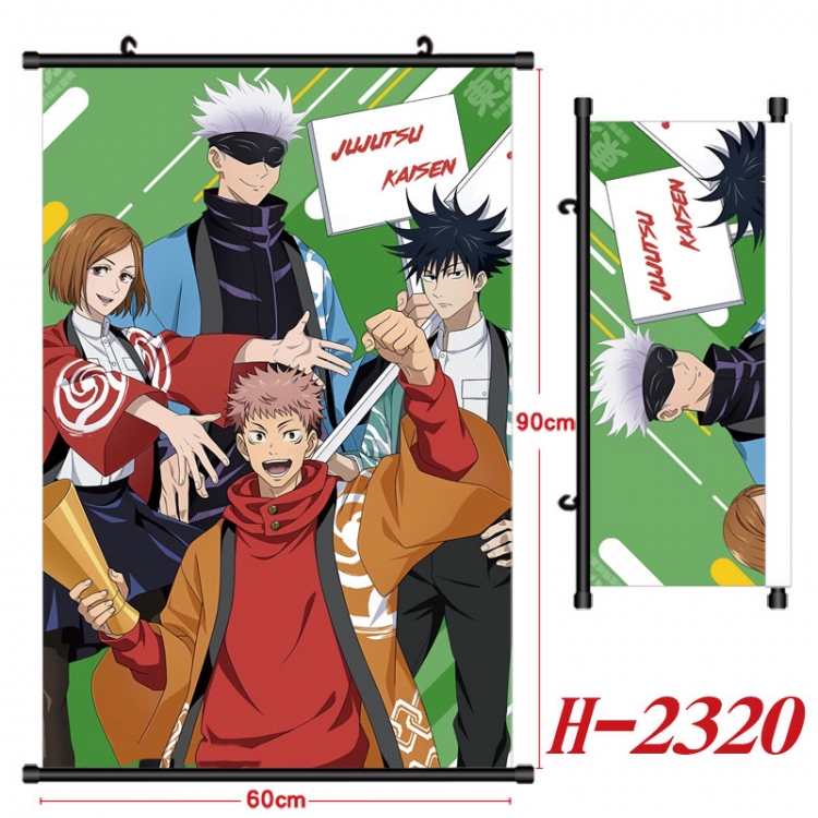 Jujutsu Kaisen Anime Black Plastic Rod Canvas Painting Wall Scroll 60X90CM  H-2320