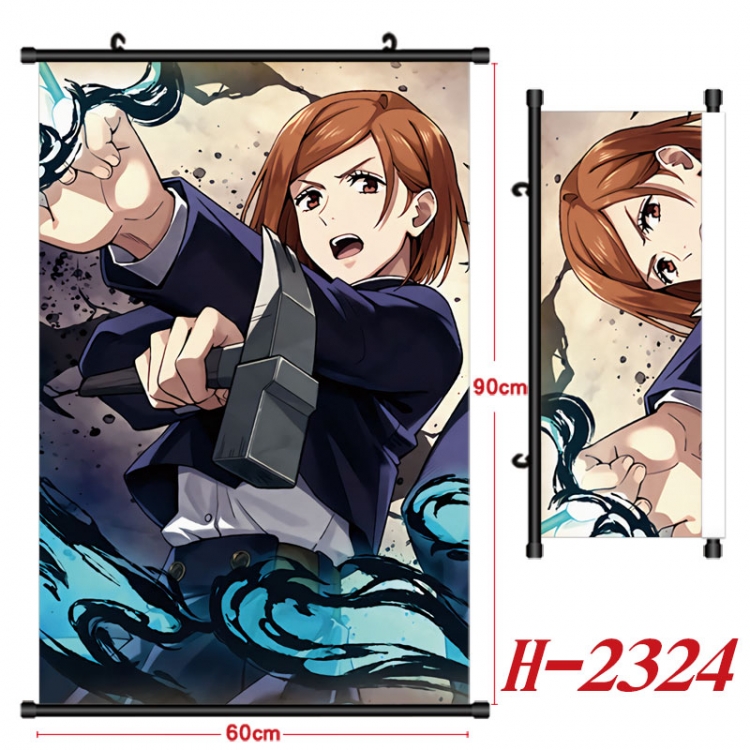 Jujutsu Kaisen Anime Black Plastic Rod Canvas Painting Wall Scroll 60X90CM H-2324