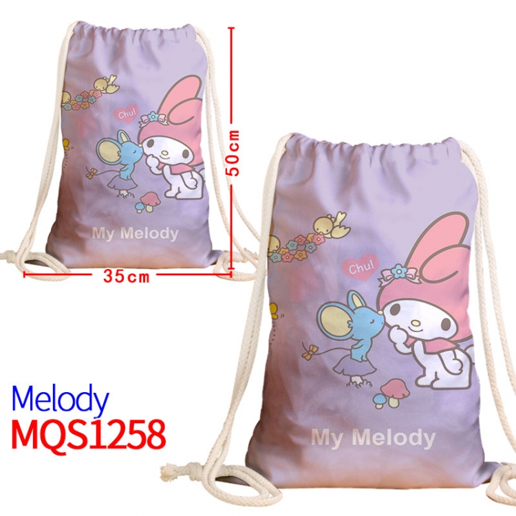 melody Canvas drawstring pocket backpack 50x35cm MQS-1258