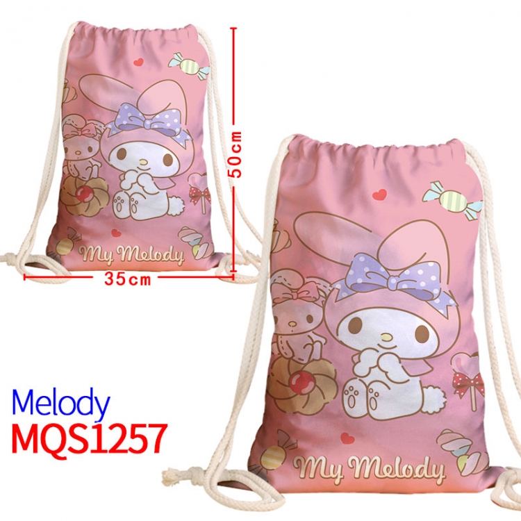 melody Canvas drawstring pocket backpack 50x35cm MQS-1257