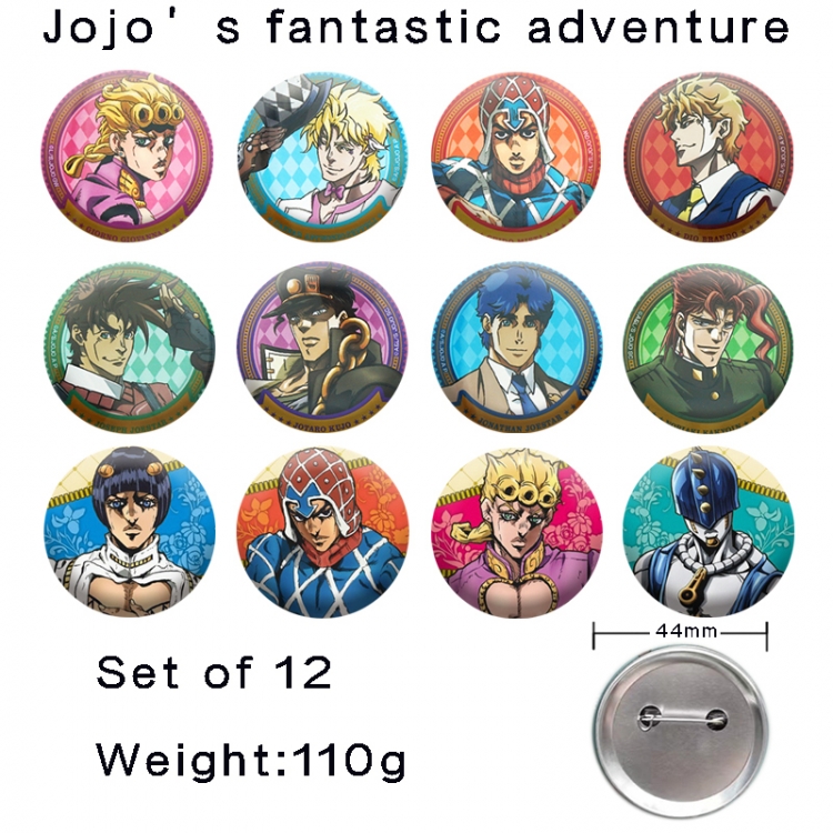 JoJos Bizarre Adventure Anime tinplate laser iron badge badge badge 44mm  a set of 12