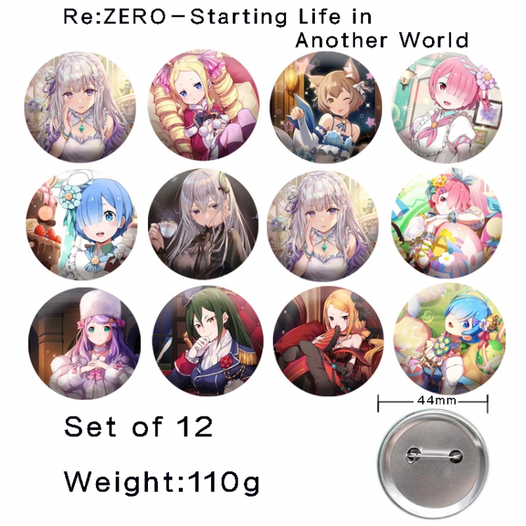 Re:Zero kara Hajimeru Isekai Seikatsu Anime tinplate laser iron badge badge badge 44mm  a set of 12
