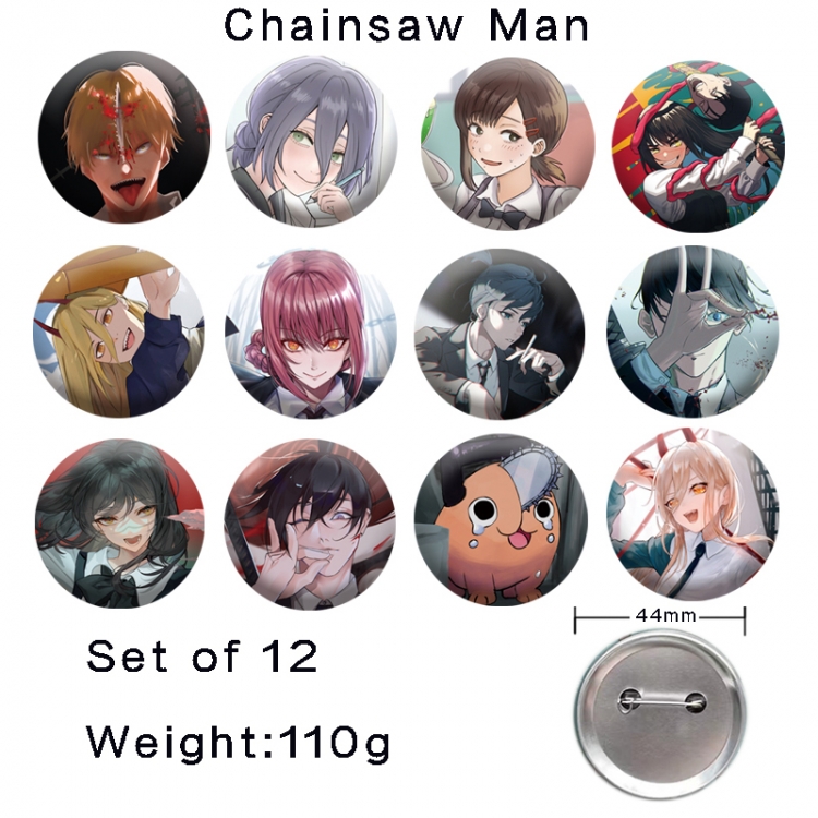 Chainsaw man Anime tinplate laser iron badge badge badge 44mm  a set of 12