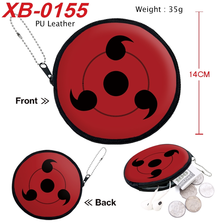 Naruto Anime PU leather material circular zipper zero wallet 14cm XB-0155