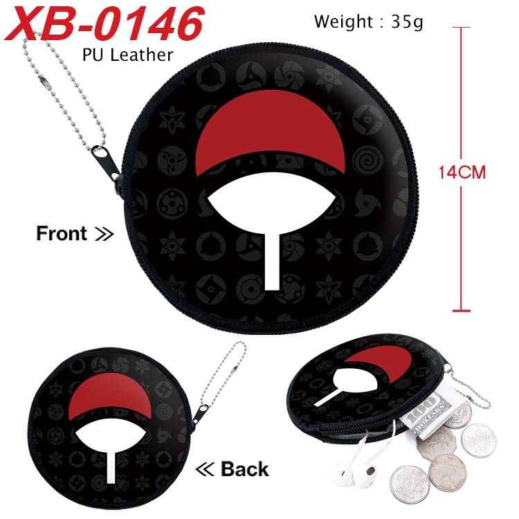 Naruto Anime PU leather material circular zipper zero wallet 14cm  XB-0146