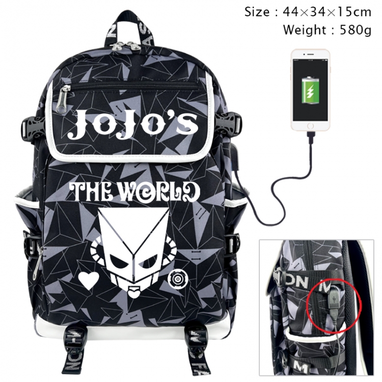 JoJos Bizarre Adventure Anime gray dual data cable backpack and backpack 44X34X15cm 580g