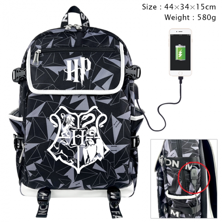 Harry Potter Anime gray dual data cable backpack and backpack 44X34X15cm 580g