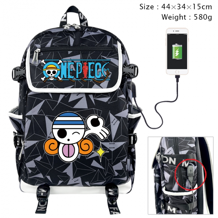 One Piece Anime gray dual data cable backpack and backpack 44X34X15cm 580g