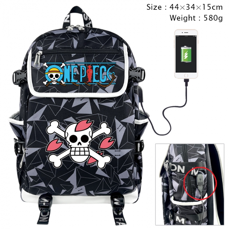 One Piece Anime gray dual data cable backpack and backpack 44X34X15cm 580g