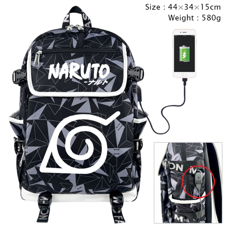 Naruto Anime gray dual data cable backpack and backpack 44X34X15cm 580g