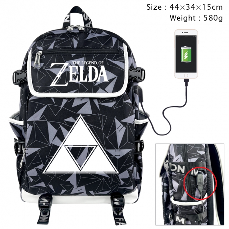 The Legend of Zelda Anime gray dual data cable backpack and backpack 44X34X15cm 580g