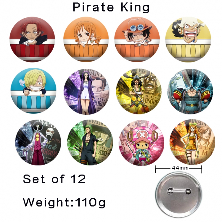 One Piece Anime tinplate laser iron badge badge badge 44mm  a set of 12