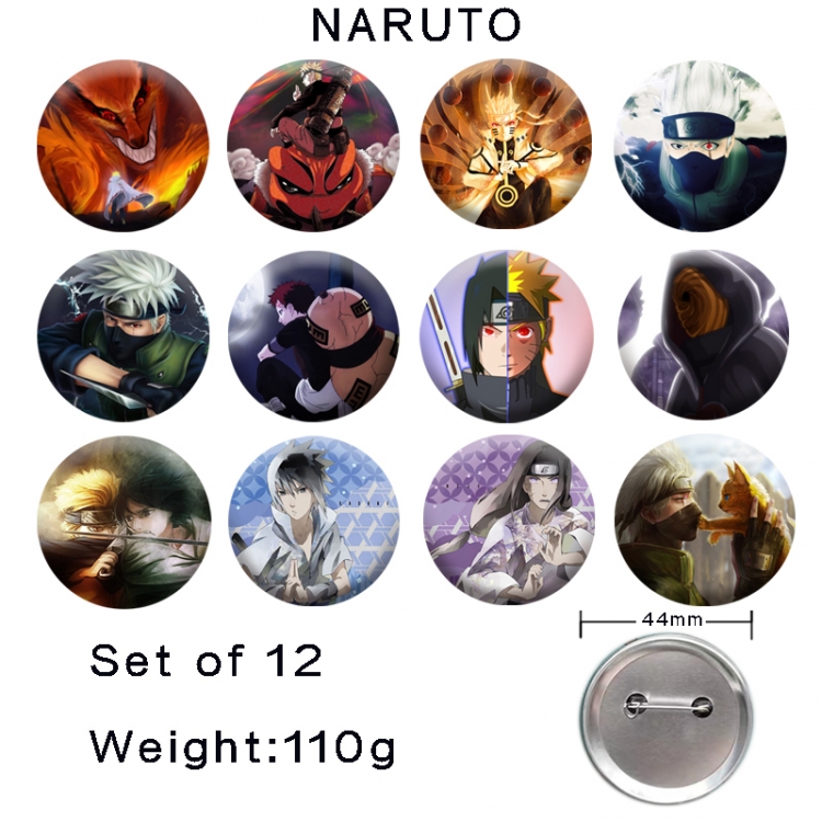 Naruto Anime tinplate laser iron badge badge badge 44mm  a set of 12