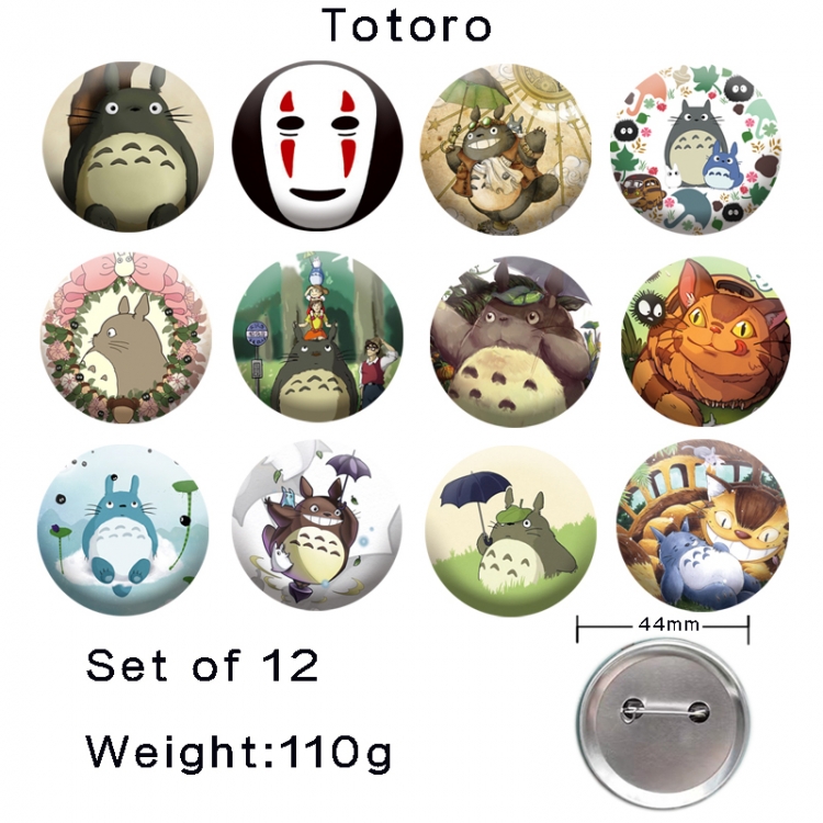 TOTORO Anime tinplate laser iron badge badge badge 44mm  a set of 12