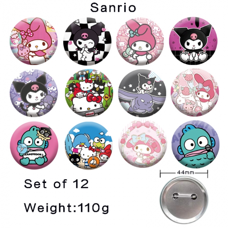 sanrio Anime tinplate laser iron badge badge badge 44mm  a set of 12