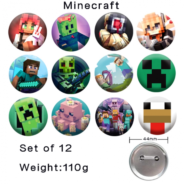 Minecraft Anime tinplate laser iron badge badge badge 44mm  a set of 12
