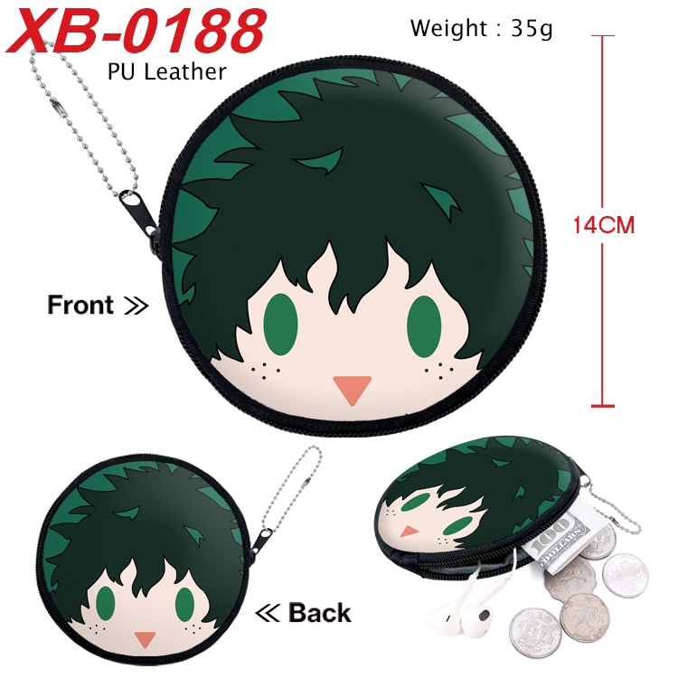 My Hero Academia Anime PU leather material circular zipper zero wallet 14cm XB-0188