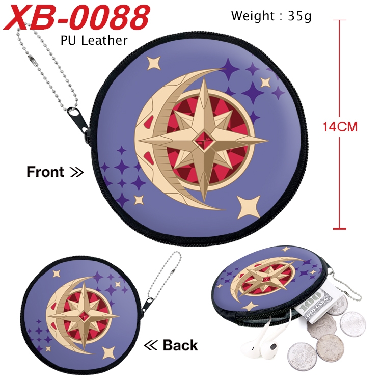 Genshin Impact Anime PU leather material circular zipper zero wallet 14cm XB-0088