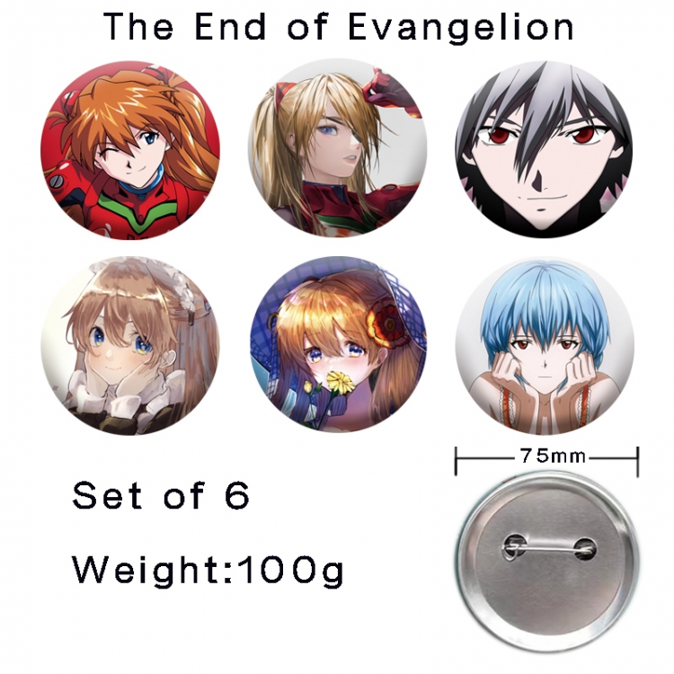 EVA Anime tinplate laser iron badge badge badge 75mm  a set of 6