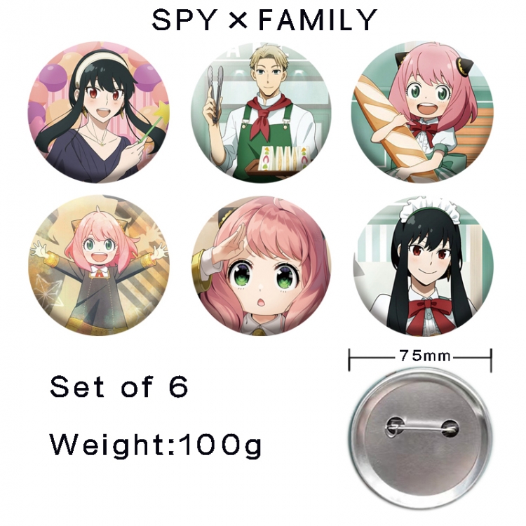 SPY×FAMILY Anime tinplate laser iron badge badge badge 75mm  a set of 6