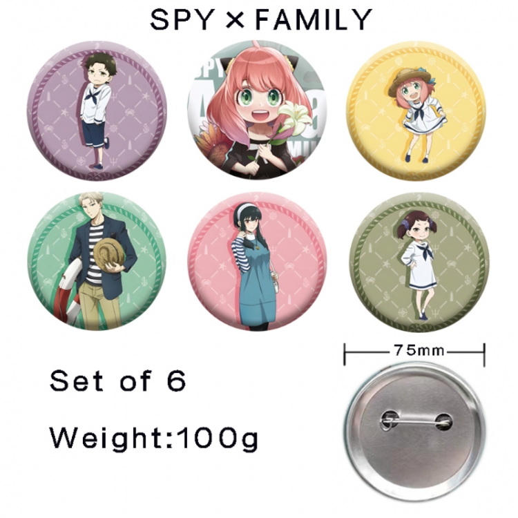 SPY×FAMILY Anime tinplate laser iron badge badge badge 75mm  a set of 6