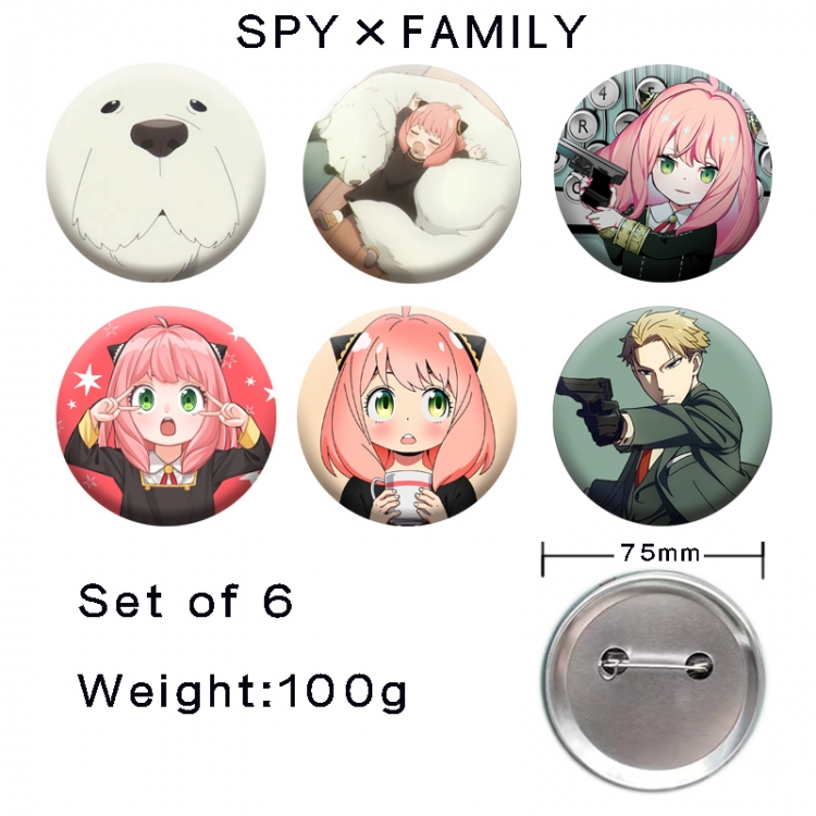 SPY×FAMILY Anime tinplate laser iron badge badge badge 75mm  a set of 6