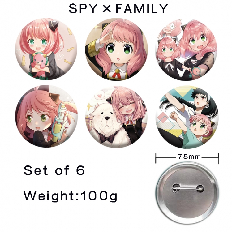 SPY×FAMILY Anime tinplate laser iron badge badge badge 75mm  a set of 6