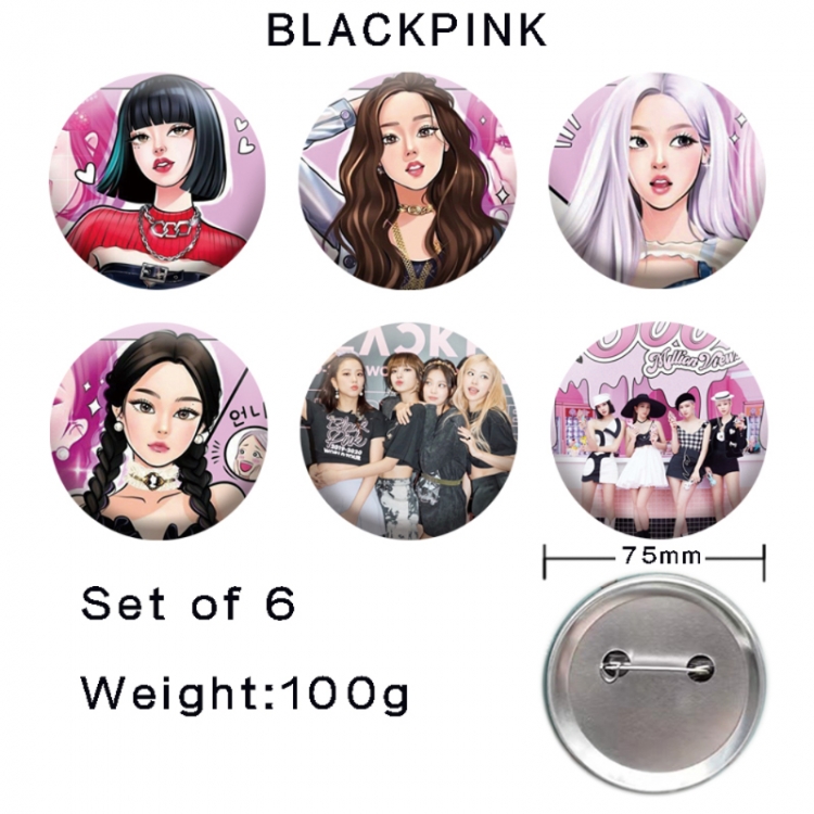 BLACK PINK Anime tinplate laser iron badge badge badge 75mm  a set of 6