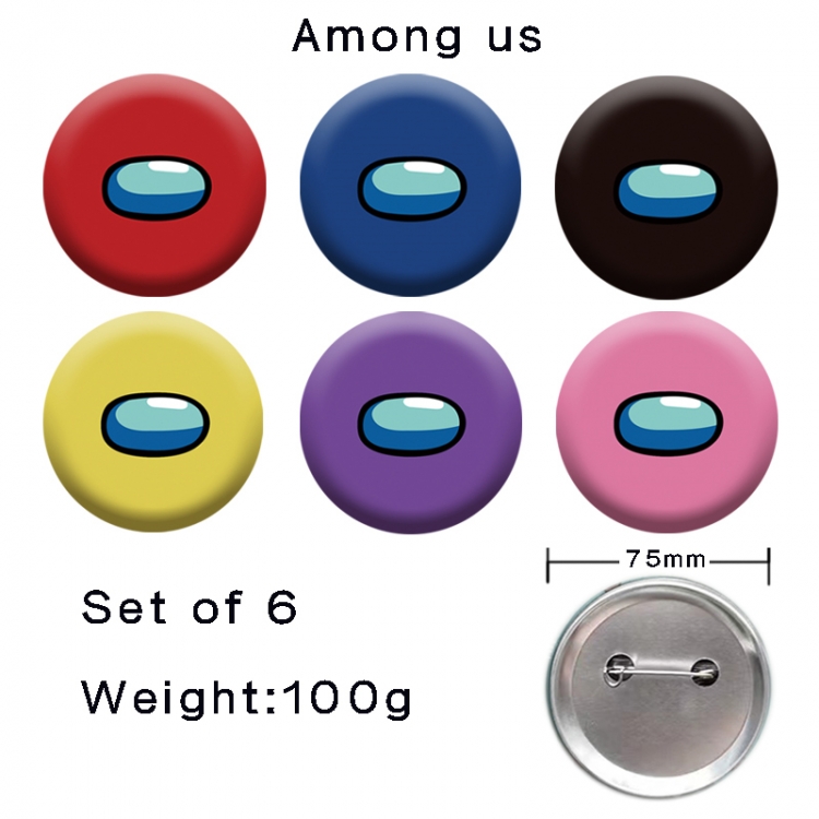 Among us Anime tinplate laser iron badge badge badge 75mm  a set of 6