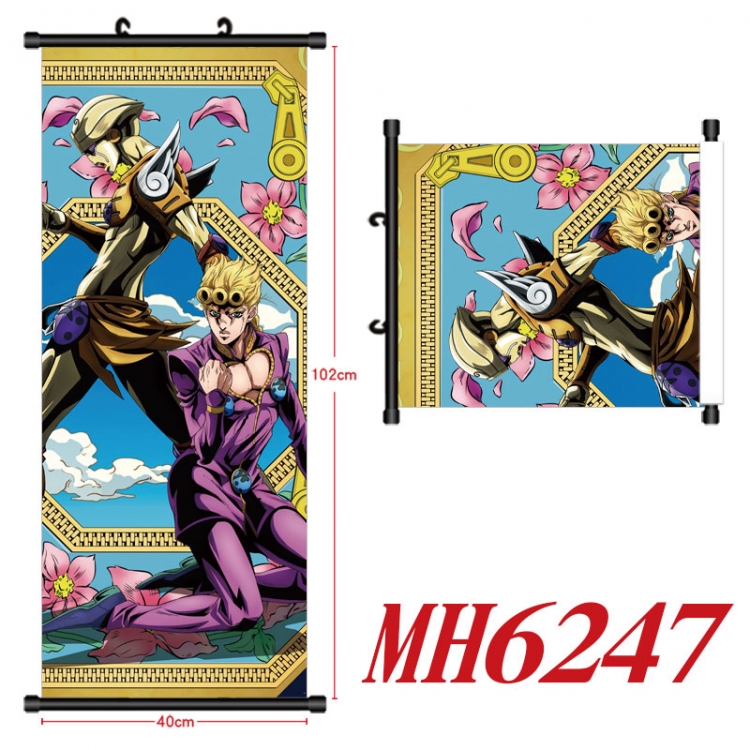 JoJos Bizarre Adventure Anime black Plastic rod Cloth painting Wall Scroll 40X102CM  MH6247