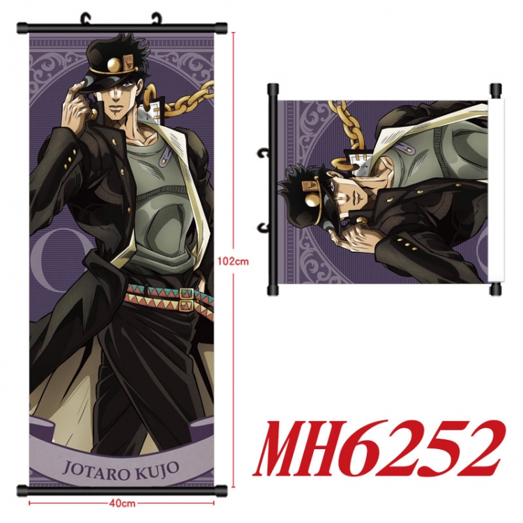 JoJos Bizarre Adventure Anime black Plastic rod Cloth painting Wall Scroll 40X102CM MH6252