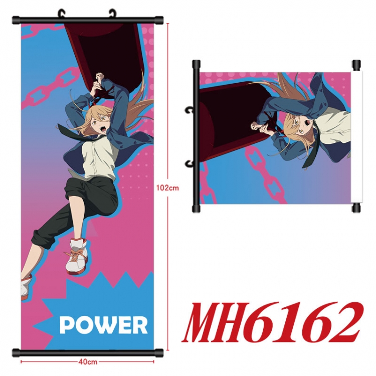 Chainsaw man Anime black Plastic rod Cloth painting Wall Scroll 40X102CM  MH6162