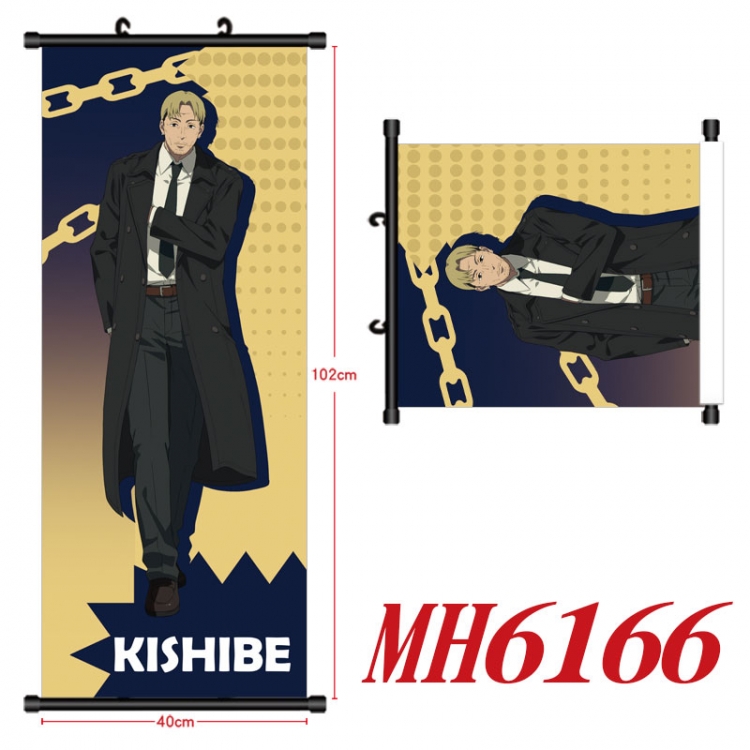 Chainsaw man Anime black Plastic rod Cloth painting Wall Scroll 40X102CM  MH6166