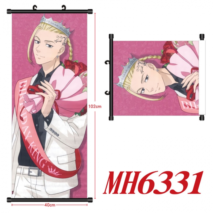 Tokyo Revengers Anime black Plastic rod Cloth painting Wall Scroll 40X102CM MH6331