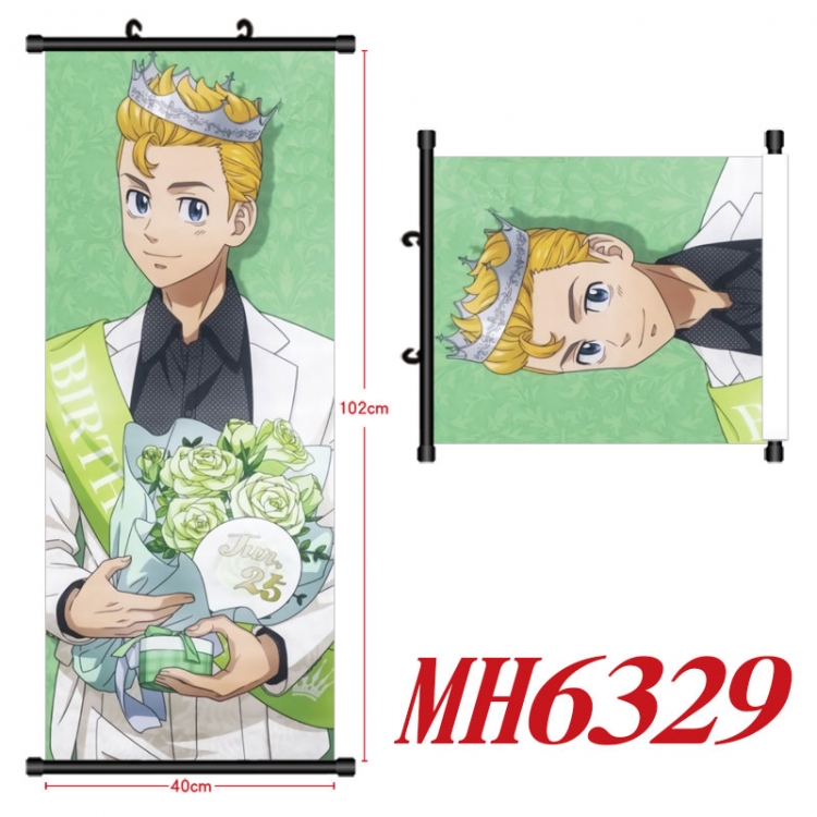 Tokyo Revengers Anime black Plastic rod Cloth painting Wall Scroll 40X102CM  MH6329
