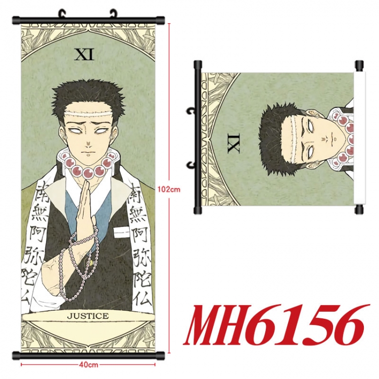 Demon Slayer Kimets Anime black Plastic rod Cloth painting Wall Scroll 40X102CM  MH6156