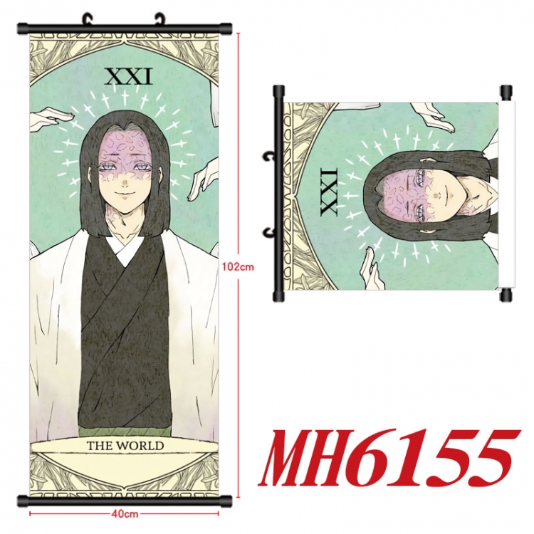 Demon Slayer Kimets Anime black Plastic rod Cloth painting Wall Scroll 40X102CM  MH6155